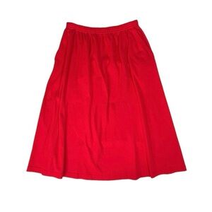 Lands End Vintage Red Cotton Maxi Skirt with Pockets Size M (10-12)